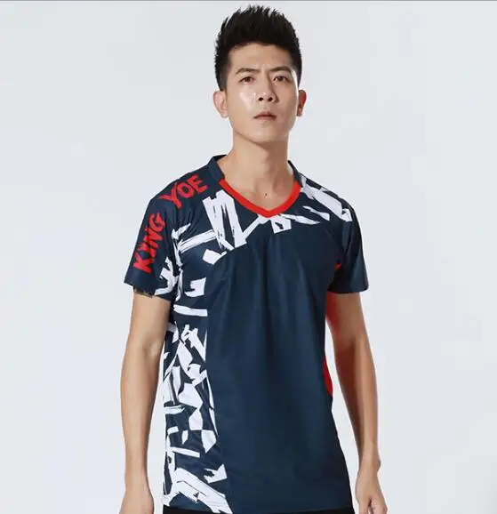 men shirt 11927 Новая Мужская/женская рубашка для бадминтона, спортивные шорты, Спортивная теннисная футболка, Майки для настольного тенниса, одежда для тенниса, сухая крутая рубашка 11927AB на заказ - Цвет: men shirt 11927