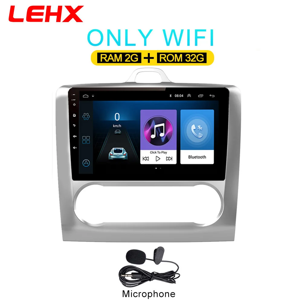 FOCUS AT32-MIC LEHX 2 DIN 9 дюймов Android 8,1 автомобильный мультимедийный плеер с сенсорным экраном четырехъядерный автомобильный радиоприемник для 2004 2005 2006-2011 Ford Focus Exi AT - Цвет: FOCUS AT32-MIC