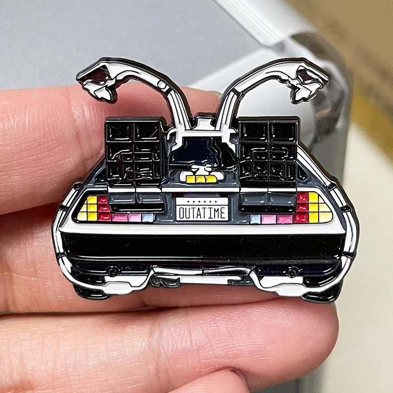 Марти McFly DeLorean OUTATIME фотография путешествие машина эмалированная заколка Ретро