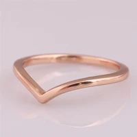 925 sterling silver pan ring rose gold wish bone ring stack with crystal for women wedding party gift fashion jewelry