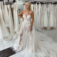 lorie romantic wedding dresses sweetheart lace boho wedding gown side split tulle open back bridal dress 2021 sukienka na wesele