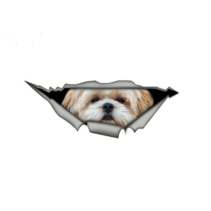 

15cm*6cm Lovely Pet Dog Car Sticker Shih Tzu 3D PVC Decal Creative Modified Waterproof Automobiles Decoration 1 PCS