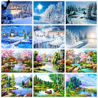 abstract spring landscape diamond painting 5d diy wall art snow forest diamond embroidery inlaid home room decoration accessorie