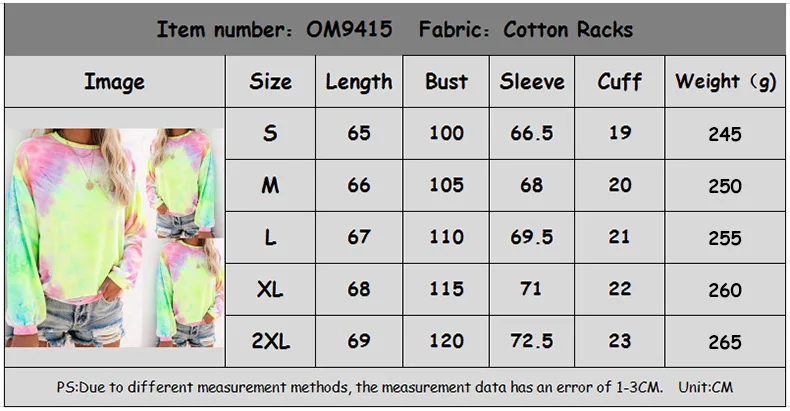 

Mandylandy Fashion Loose O-neck Leisure Homewear Tshirt Tees Women Tshirts Tie-Dye Printed Lantern Long-Sleeved Tops Shirts