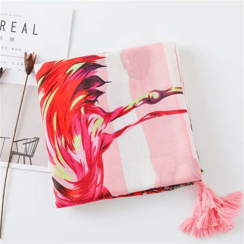 

2020 summer Sunscreen Beach towel lady Print silk Scarves popular seaside Pink Shawls ethnic style winter Cotton and Linen Scarf