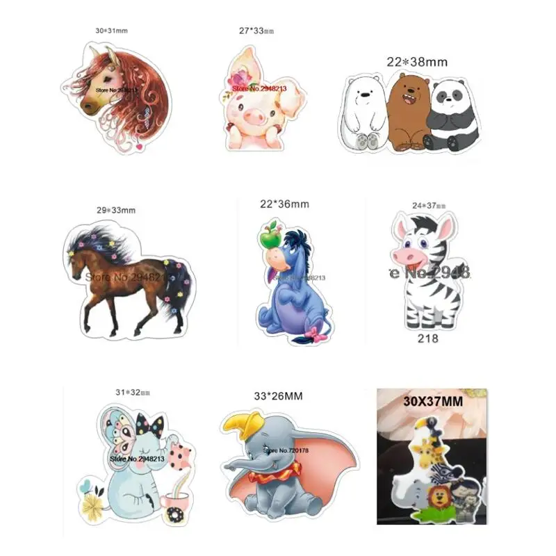 

Мультяшные различные животные лошадь, слон, свинья, Ослик плоский полимер полимерные изделия с плоским основанием для поделок своими рукам...