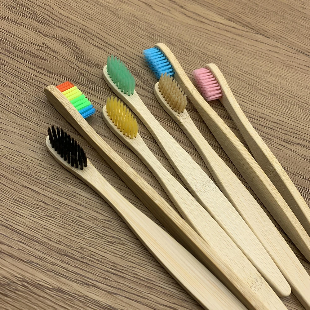 

10PCS Biodegradable Bamboo Toothbrush Teeth Colorful Bristle Natural Bamboo Tooth brush Dental Eco Bambou Toothbrushes