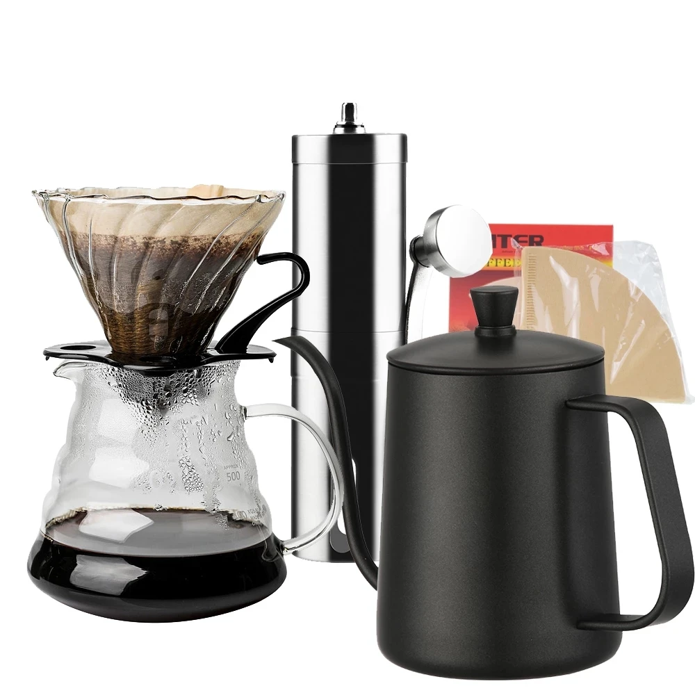 

New Arrival Freeshipping Eco-friendly V60 Drip Sets 580ml Heatproof Coffee Server Kettle Filters Hot Sale