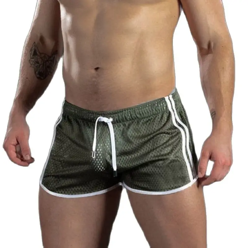 

2021 summer men's beach shorts; fitness and fitness shorts; sexy mesh, breathable and quick-drying; fashionable casual menswear