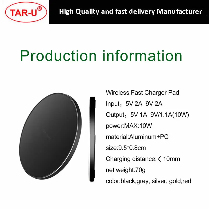 Беспроводное зарядное устройство Qi для iphone 8/X/XR/XS/Mas QC3.0 10 Вт 20 шт./лот быстрая