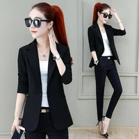 2021 free shipping spring summer korean women blazers jackets short suit office lady coats elegant formal work blazer black