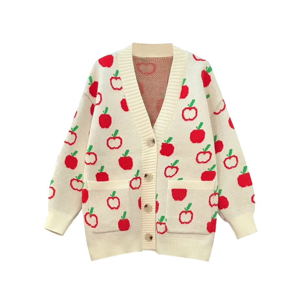 Женская Осенняя куртка-свитер с длинным рукавом и принтом |