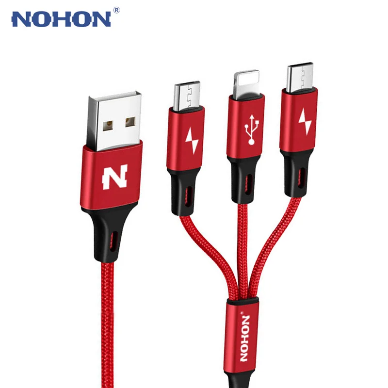 Кабель Micro USB Type C NOHON 8pin 3 2 в 1 для iPhone 7 6 6S Plus iOS 10 9 8 Android Xiaomi LG кабель быстрой