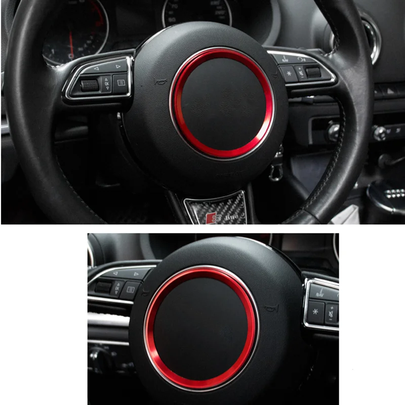 3D алюминиевую отделку чехол рулевого колеса автомобиля кольцо для Audi A1 A3 A4 A5 A6 A7 Q3