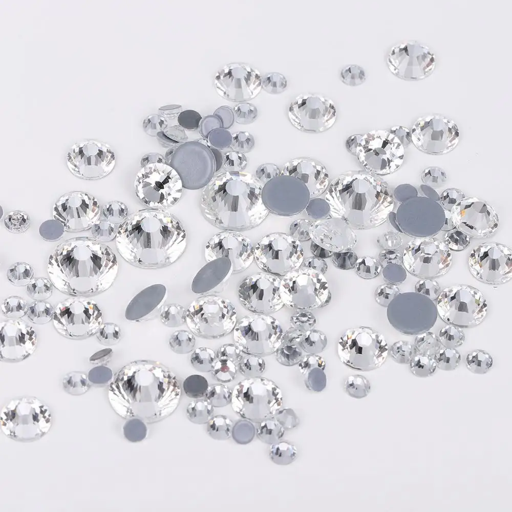 Блестящие прозрачные стразы с плоской задней стороной горячей фиксации