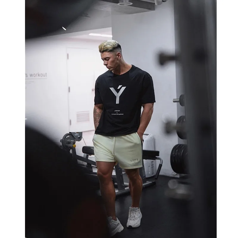 

2021 Mens Fitness T-shirt Gym Bodybuilding Workout Loose Short Sleeve Cotton T Shirt Summer Male Running Sports Men Tees Tops
