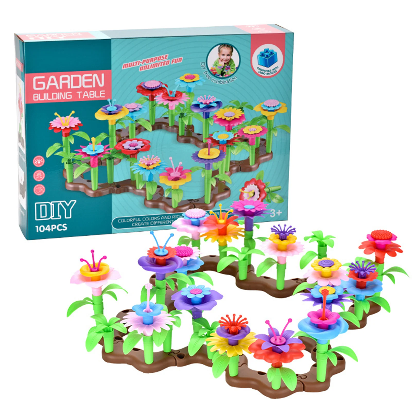 

104 шт., Детский конструктор «Цветочная композиция»