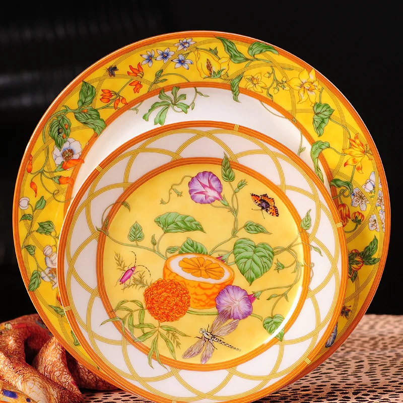 

Ceramic Dinner Steak Fresh Fruit Salad Container Snacks Plate Wedding Gift 10.5/8 Inches Kitchen Utensils Bone China Tableware