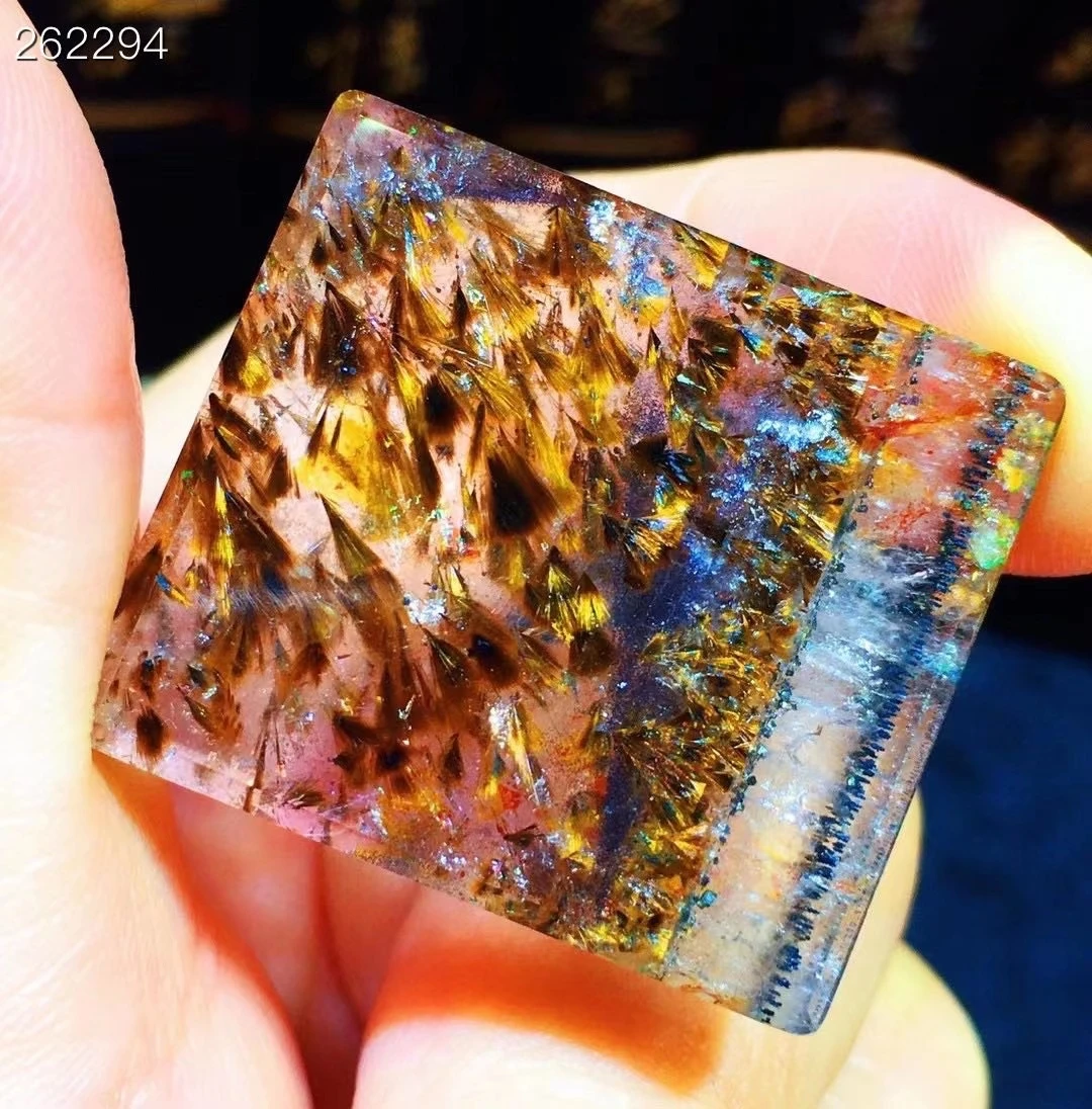 

Genuine Natural Cacoxenite Auralite 23 Rectangle Pendant Purple Gold Rutilted Quartz Women Men Canada Crystal Jewelry AAAAA