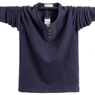 Футболка мужская приталенная с длинным рукавом, хлопок, на пуговицах, повседневная одежда, большой размер 5XL, Модель осень 2021