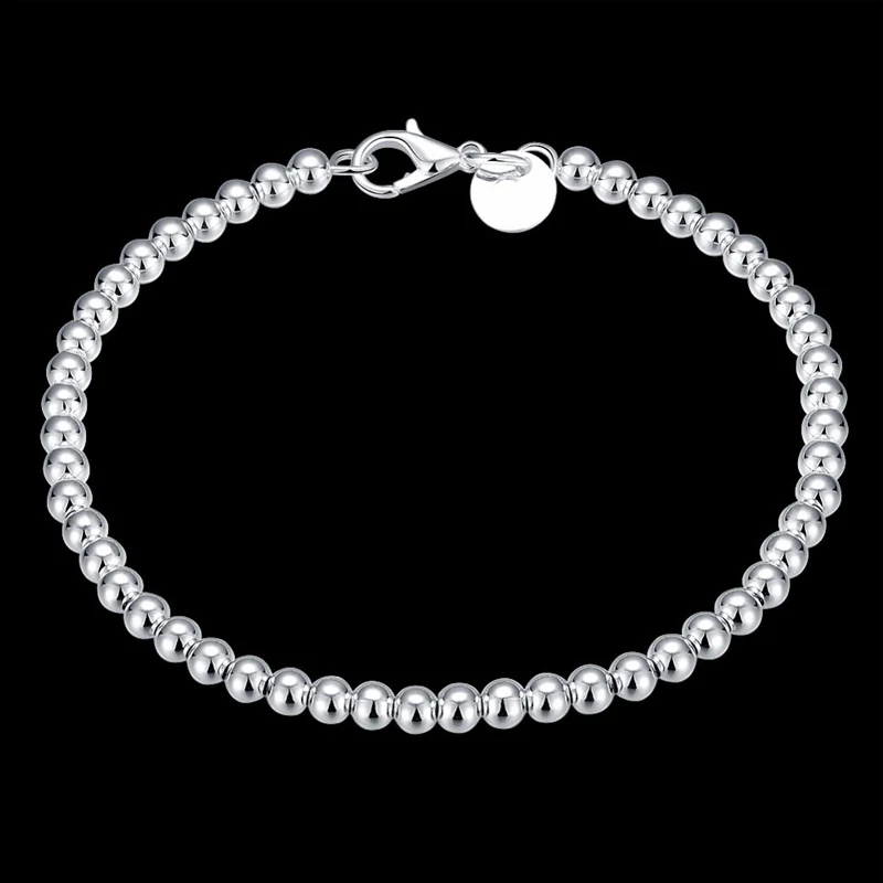 Новое поступление серебряный Модный Гладкий женский браслет 4 мм ювелирные