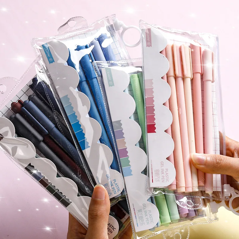 

6 Pcs Morandi Color Gel Pen 0.5mm Retro Black Ink Pens For Girls Gifts Student Stationery School Writing Office Supplies