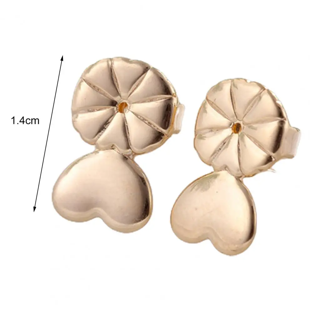 

1/2/3 Pairs Earrings Buckle Stylish Exquisite Heart Copper Clip On Pierced Earrings Buckle Earring Mini Heart Earrings Buckle