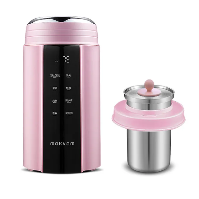 Pink with stew 220 В электрический чайник, автоматический многофункциональный портативный чайник, бытовой дорожный чайник, складной электрический чайник из нержавеющей стали - Цвет: Pink with stew