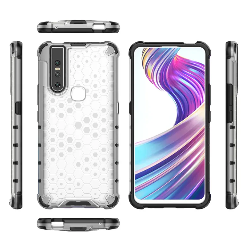 ДЛЯ Vivo S1 чехол Tranparent Honeycomb Чехол Прочный Гибридный бронированный бампер жесткий