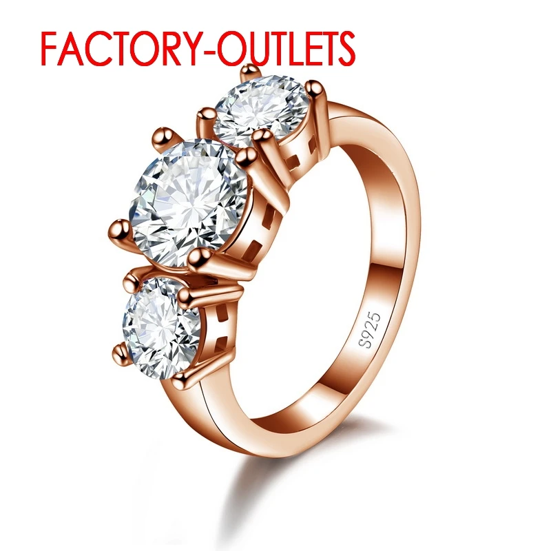 925 Sterling Silver Ring CZ Cubic Zirconia Prong Setting 7 Colours Fashion Jewelry Women Girls Party Engagement Wholesale | Украшения и