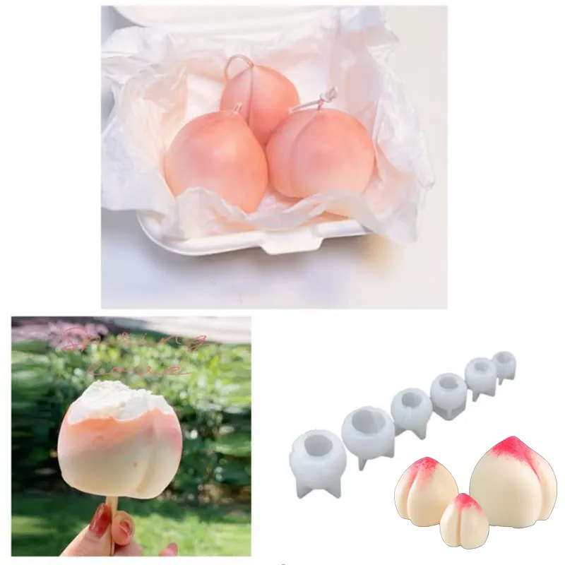 

3D Peach Candle Mould Cake Mold Silicone Soap Molds for Baking Cake Decorating Dessert Fruit Mousse Mould DIY Bakeware Tools