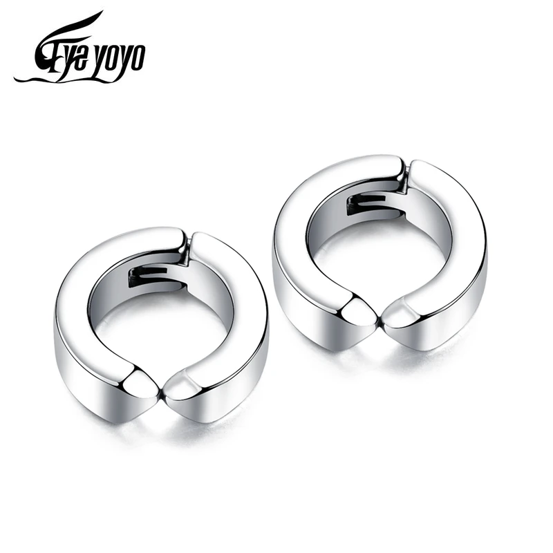 Мужские Серьги EyeYoYo из титановой стали круглые серьги нержавеющей без пирсинга