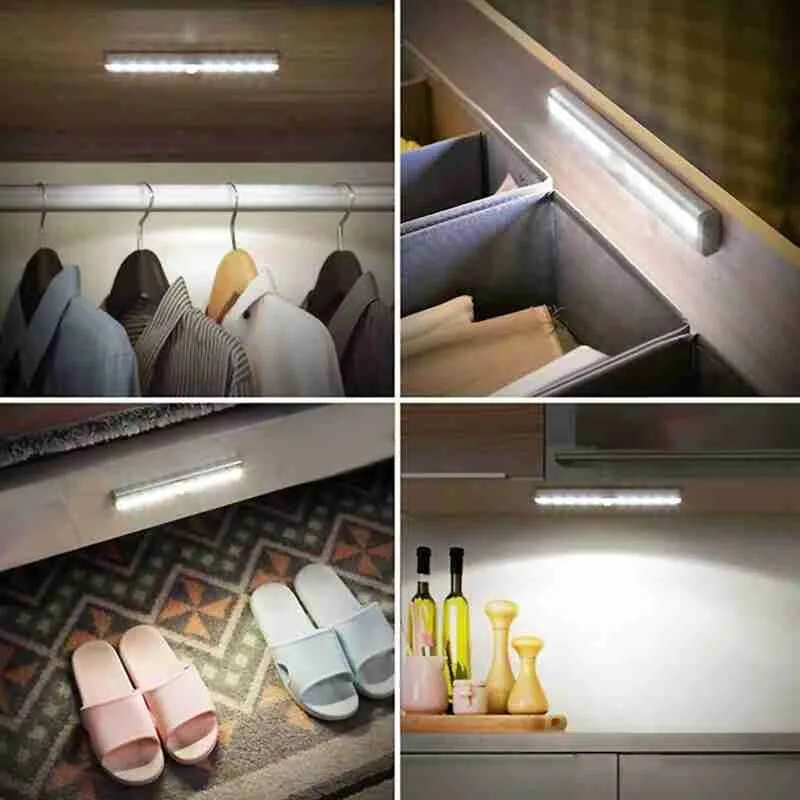 

19CM Cabinet Light Bed Lamp PIR Motion Sensor USB Charge Lamparas Kitchen For Closet Light Under Cabinet LED Night Stairs F0Q7
