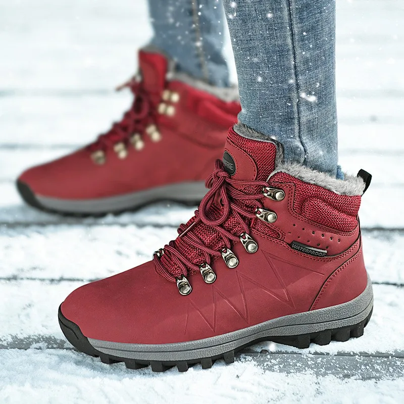 Winter Sneakers For Men Women High Top Outdoor Trekking Walking Hiking Sports Shoes Warm Plush Anti Skid Camping Snow Boots