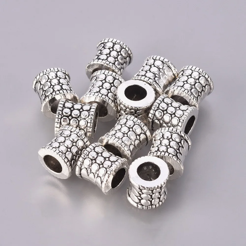 

50 pc Antique Silver Tone Large Hole Tibetan Silver Column European Beads Lead Free& Nickel Free& Cadmium Free 8.5×8mm hole: 5mm