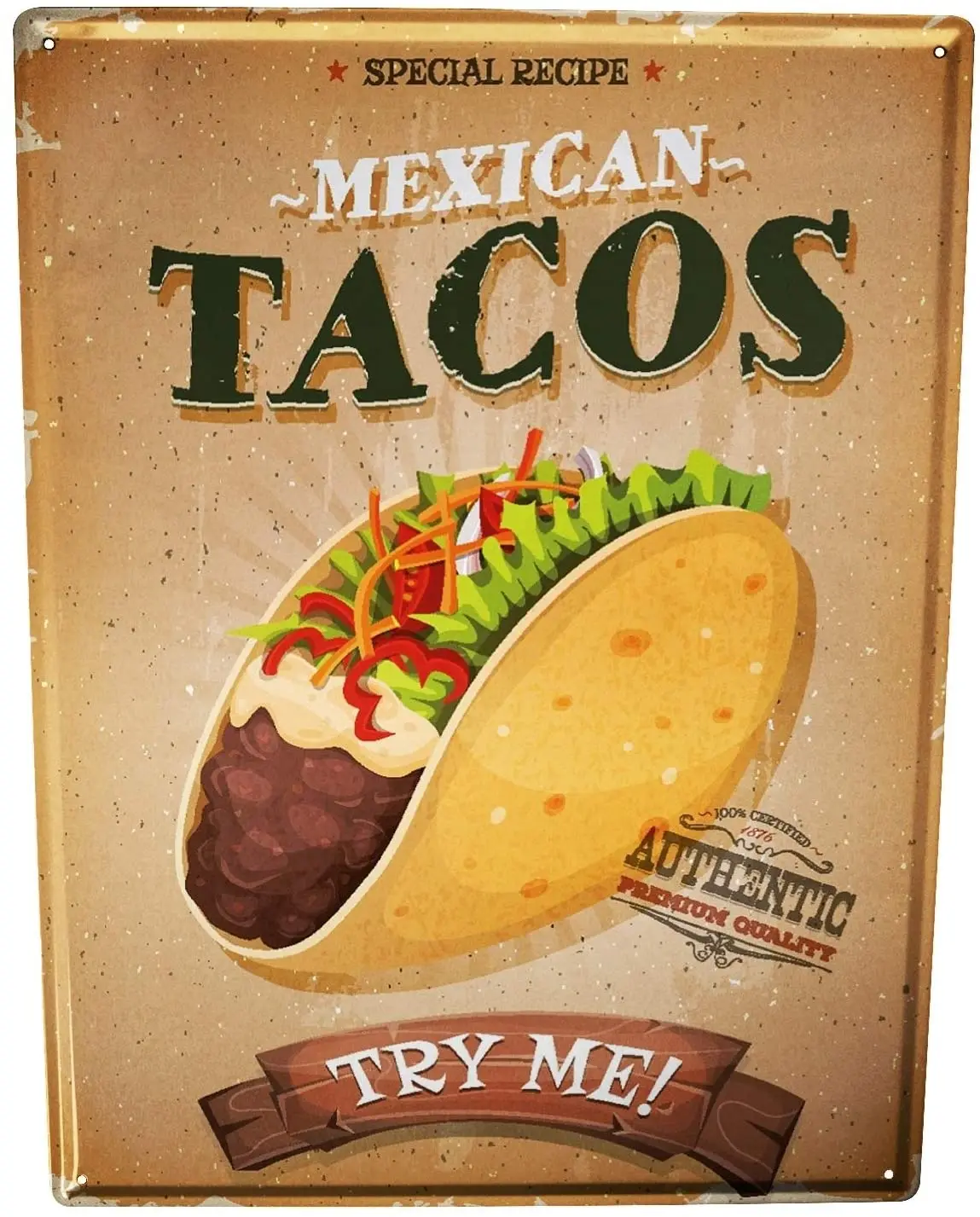 

SINCE 2004 Tin Sign Metal Plate Decorative Sign Home Decor Plaques 30 x 40 cm Metal Plate Plaque Retro Mexican Tacos