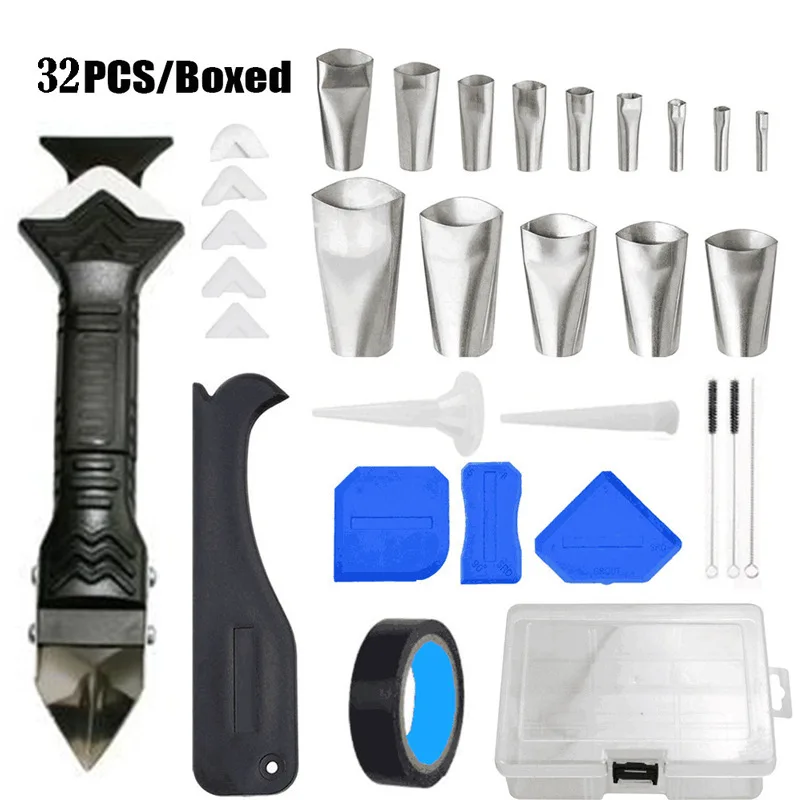 

32pcs/set Silicone Remover Caulk Finisher Sealant Smooth Scraper Grout Kit Tools Elastic Reusable Plastic Tile Cleaning Sealing