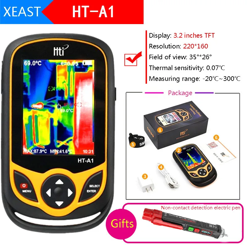 XEAST HT A1 3 2 дюймовый полноэкранный инфракрасный термометр тепловизор 0.3MP детектор