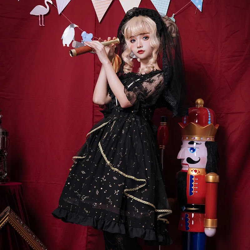 Парчовые садовые оригинальные платья в стиле &quotЛолита&quot с ремнем принтом виде