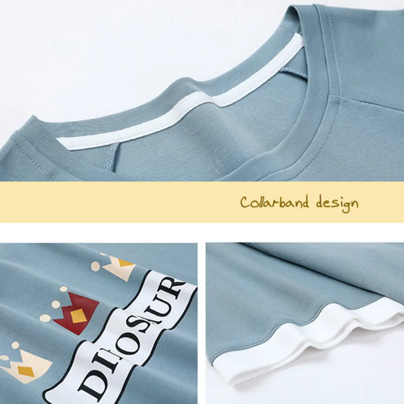 

Nightgowns Women Cartoon-Printed Short Sleeve Summer Womens Homewear Sleepshirts Soft Breathable Trendy Preppy Loose Leisure New