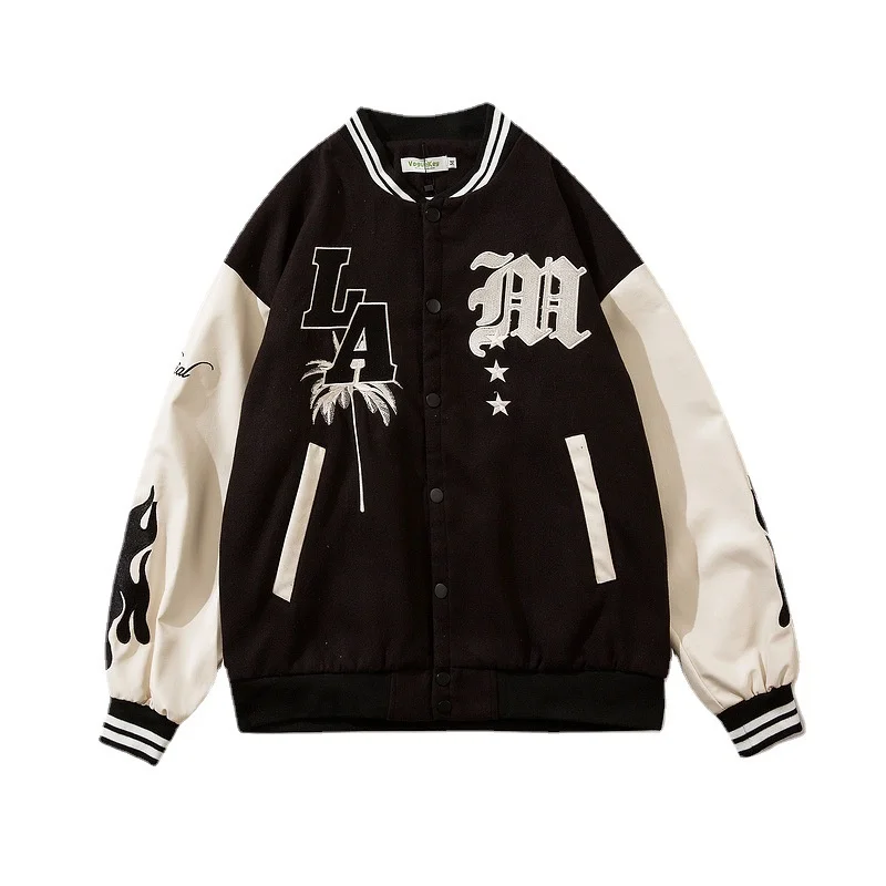 

women Men Baseball jacket Harajuku retro alphabet embroidered printed unisex long sleev jacket coat casual 2021 fashionable coat