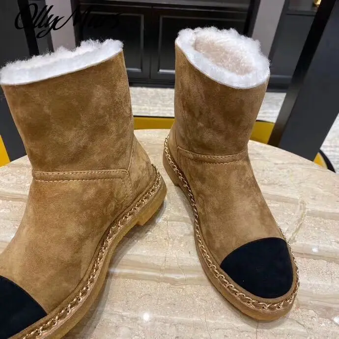

Женские меховые ботинки ollywalls, Зимние ботильоны разных цветов, Брендовая женская обувь