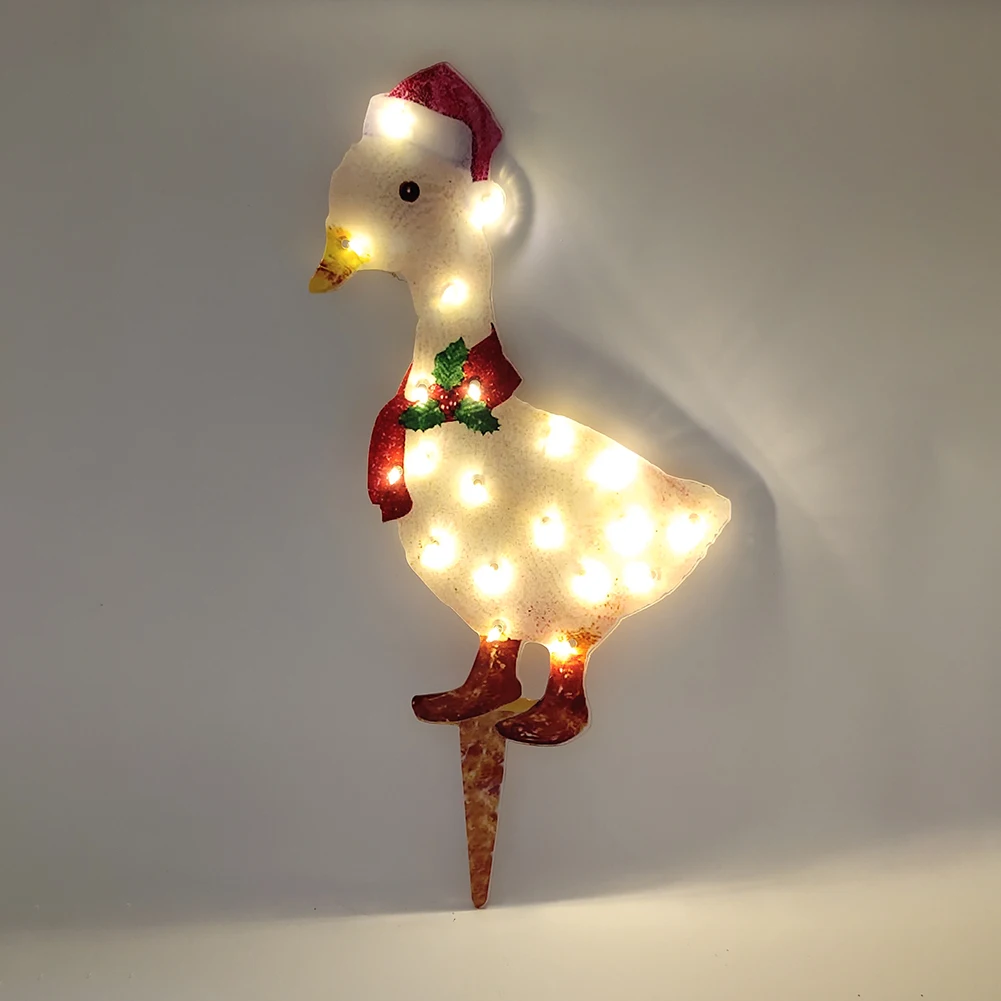 

Скульптуры с изображением утки и животных, садовый двор светильник светящаяся утка с шарфом, рождественские садовые стойки светильник свет...