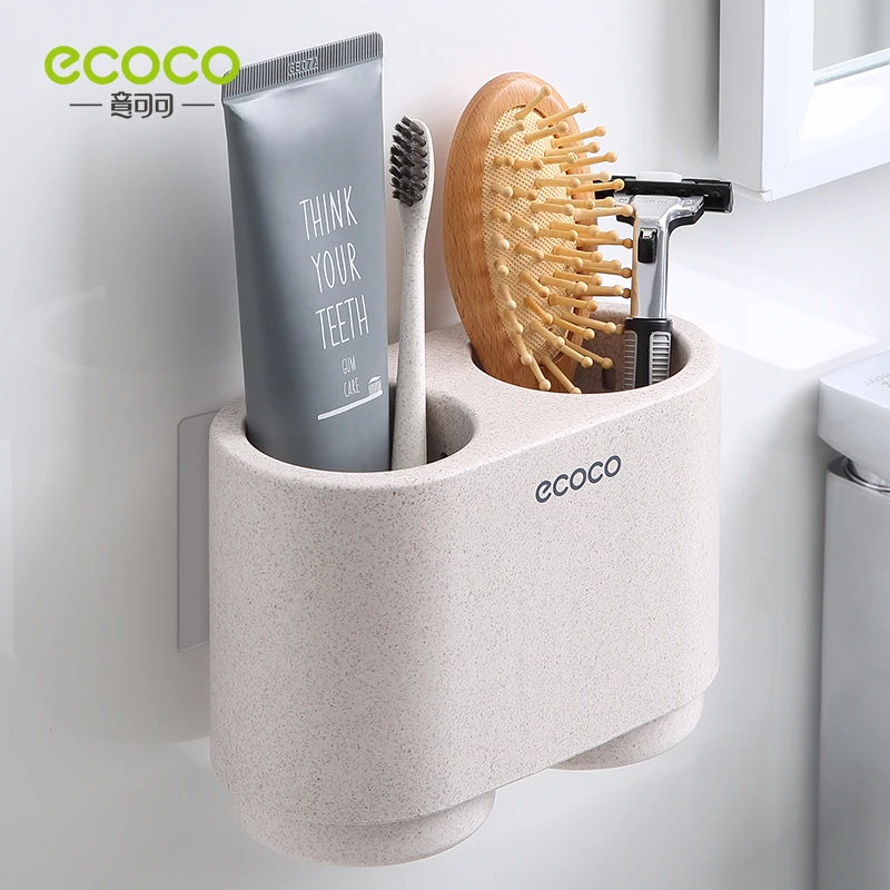 ecoco magnetic suction cup toothpaste toothbrush holder wall mounted double cup holder without perforated bathroom accessories free global shipping