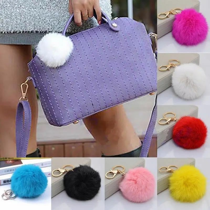 

Fake Fur Pom Poms Women Bag Bug Monster Bag Charm Bugs Pompom Keychain Luxury Pendant f