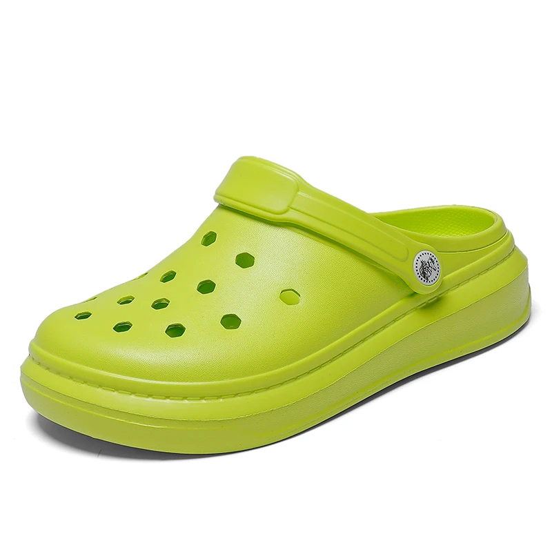 Летние мужские сандалии тапочки унисекс Croc пляжная обувь женские с перфорацией