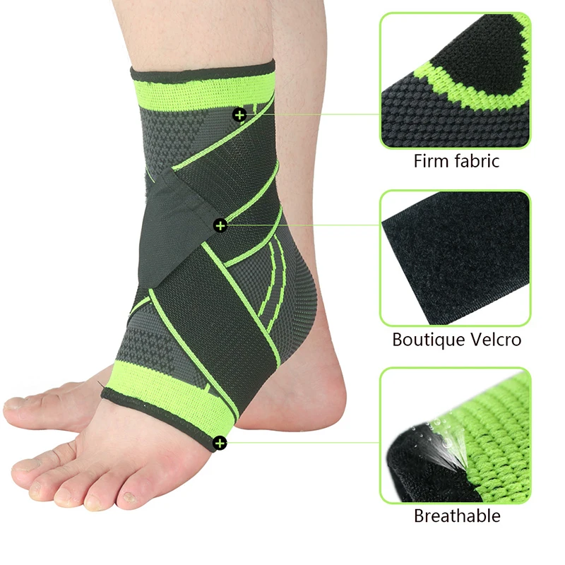 1PC 3D Sport Ankle Brace Protector Pressurized Support Gym Football Basketball With Strap Belt Elastic |