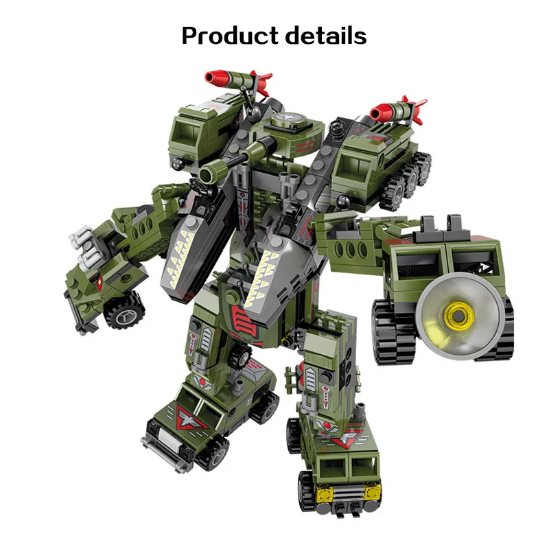 

761Pcs 8in1 Militaty Missile Series Building Blocks Deformation Robot Car Military Vehicle Tractor Tank Toys Bricks For Children