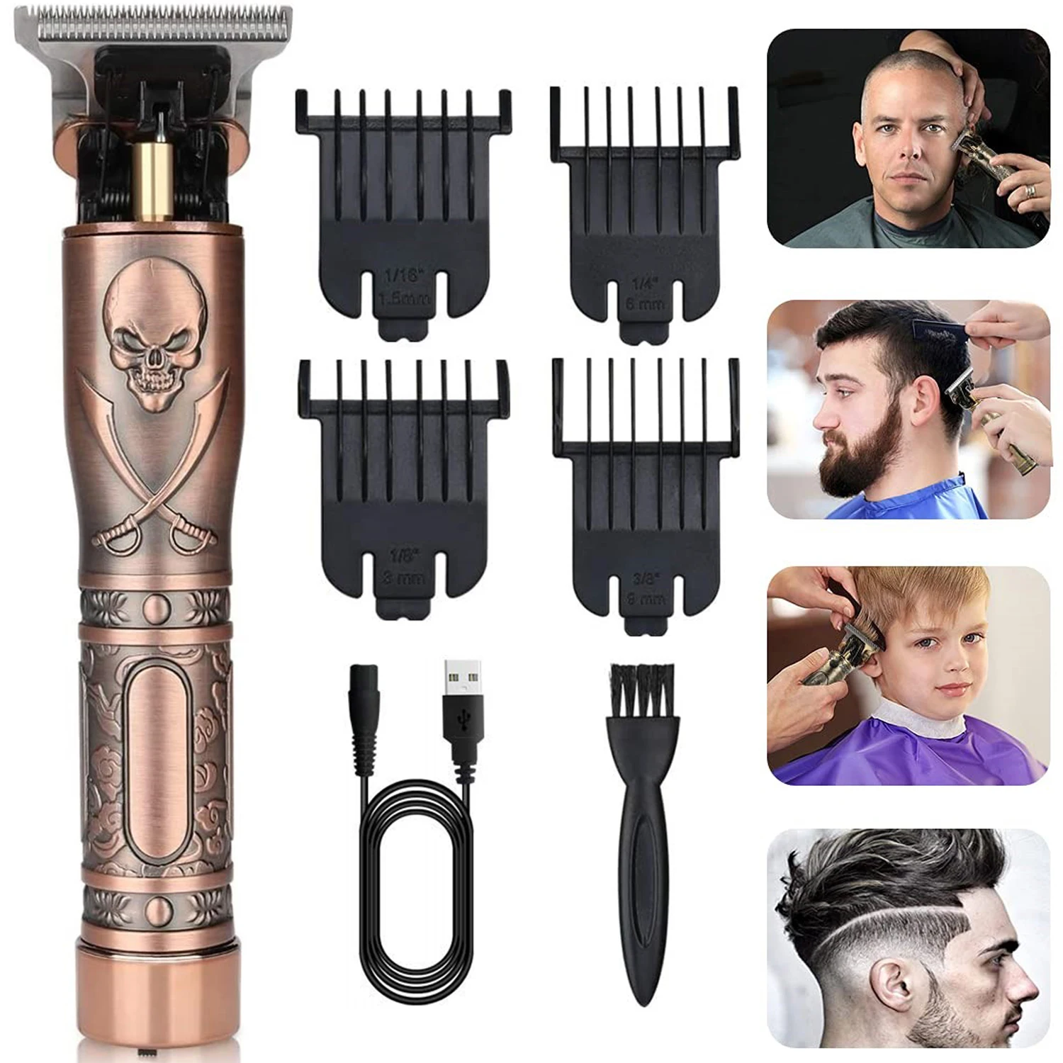 

USB T9 Hair Clipper Professional Electric hair trimmer Barber Shaver Trimmer Beard 0mm Men Hair Cutting Machine for Men
