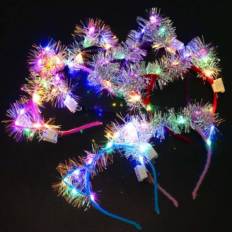 

Блестящие проволочные кошачьи ушки со светодиодной подсветкой, блестящие головные уборы с кошачьими ушками, рождественские, свадебные, све...